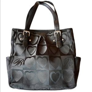 BRIGHTON Nylon Black Logo Purse Tote Shoulder Bag Retired Style